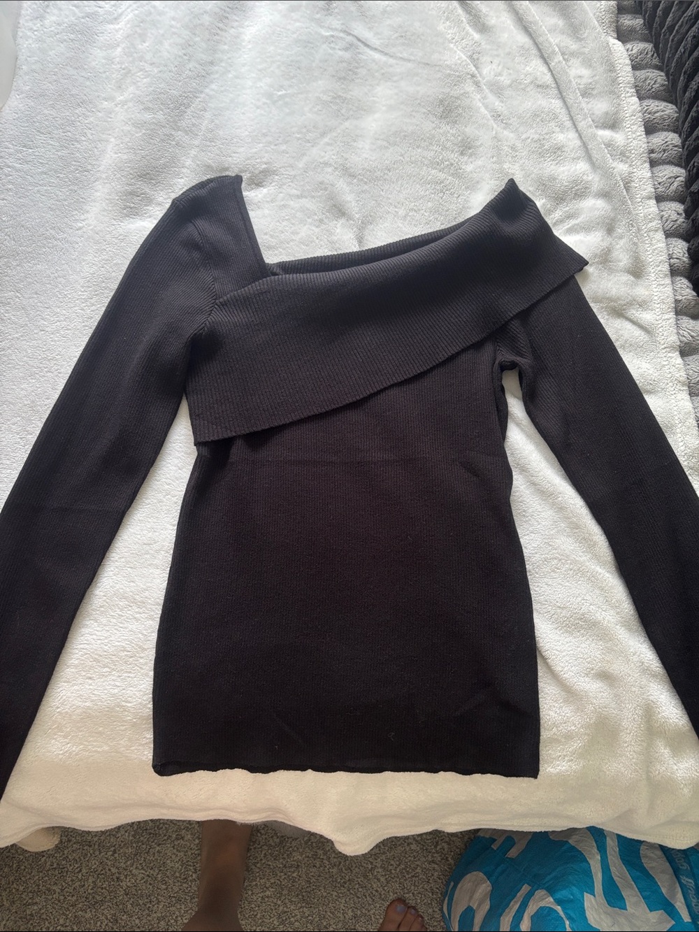 Off-Shoulder Black Women's Sweater
